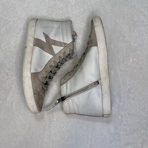 Sam Edelman Avon Size 8 Beige Cream‎ Distressed Leather High Top Sneakers Shoe